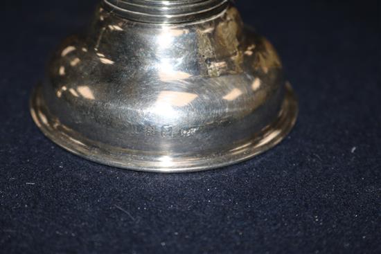 A George III silver wine funnel, crested, London 1794, maker Henry Chawner and a small Irish wine funnel.